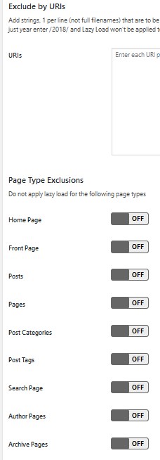 a3 Lazy Loadの設定 page type exclusions